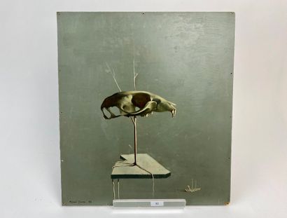 DORÉ Michael (1922-) "Composition surréaliste au crâne", [19]58, huile sur panneau,...