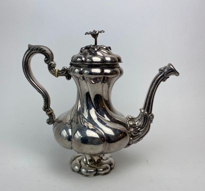 WOLFERS FRÈRES A Napoleon III period baluster teapot on a pedestal with torso ribs,...