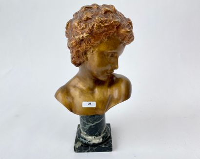 MOREAU Hippolyte (1832-1927) "Buste de Cupidon d'après Bouguereau", circa 1900, épreuve...