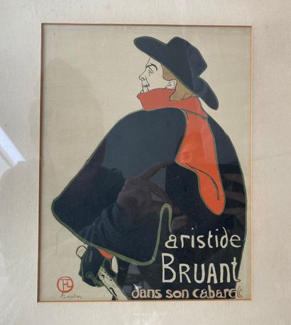 DE TOULOUSE-LAUTREC HENRI (1864-1901) "Aristide Bruant dans son cabaret", lithographie...