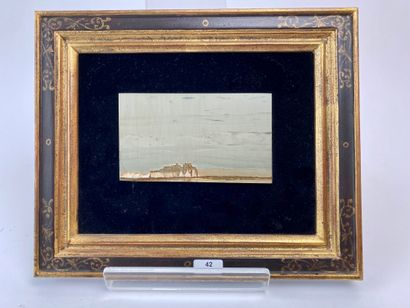 null Picture stone (paesine) in a beautiful cassetta frame, 23,5x28,5 cm (frame)...