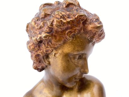 MOREAU Hippolyte (1832-1927) "Bust of Cupid after Bouguereau", circa 1900, bronze...