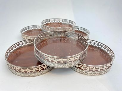 BELGIQUE Suite of six coasters of bottle of the Restoration period, 1814-1831, silver...
