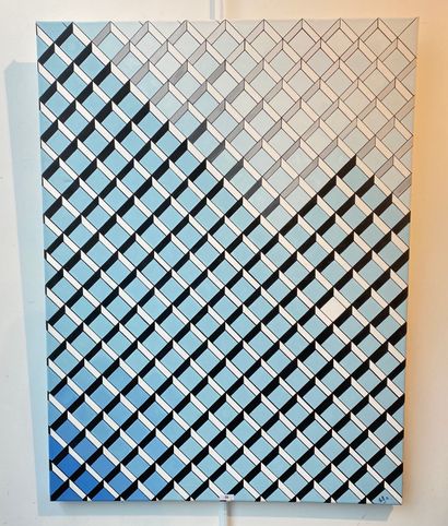 BILL "Geometric Composition", [20]21, mixed media on canvas, signed and dated lower...