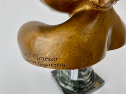 MOREAU Hippolyte (1832-1927) "Bust of Cupid after Bouguereau", circa 1900, bronze...