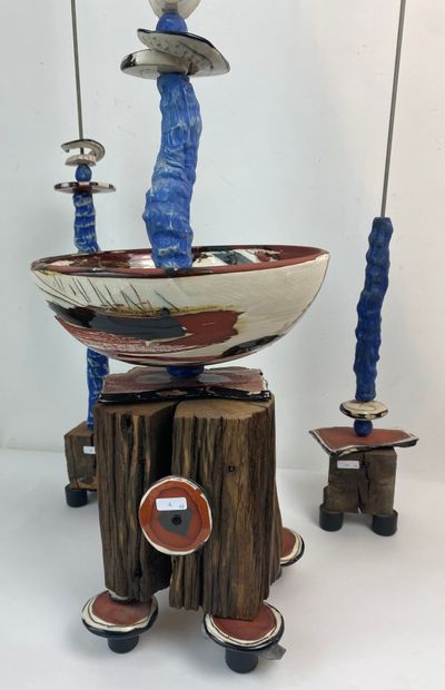 HURLET Alain (1950-) A large Memphis-style set, 1996, glazed ceramic and various...