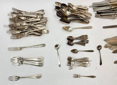 null Large set of silver and silver-plated flatware [as is].