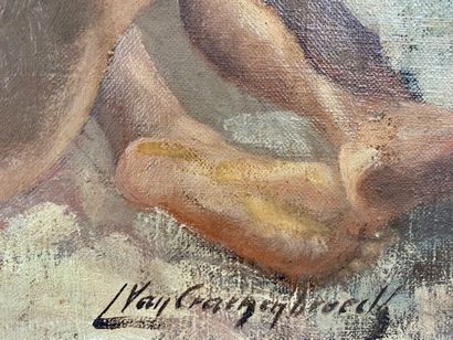 VAN CRAENENBROECK Charles "Nu assis de dos", 1942, huile sur toile, signée en bas...
