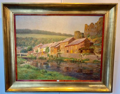 BRASSEUR Georges (1880-1950) "L'Ourthe à Laroche", début XXe, huile sur toile, signée...
