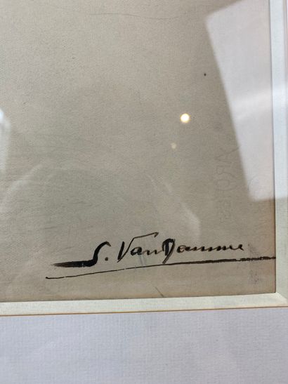 VAN DAMME Suzanne (1901-1986) "Garçon debout", XXe, encre sur papier, signée en bas...