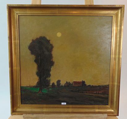 PULTAU Ange (1882-1969) "Crépuscule", XXe, huile sur panneau, signée en bas à gauche,...