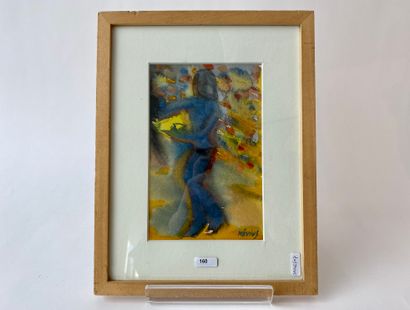 MÉVIUS "Danseuse", XXe, aquarelle sur papier, signée en bas à droite, 20,5x13,5 cm...