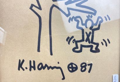 HARING KEITH (1958-1990) "X-Man au pied d'un arbre", [19]87, feutre sur papier, signé...
