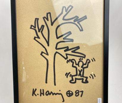 HARING KEITH (1958-1990) "X-Man at the foot of a tree", [19]87, felt pen on paper,...