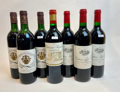 BORDEAUX Lot de sept bouteilles (rouge) :


- (MOULIS), Gressier-Grand-Poujeaux 1986,...