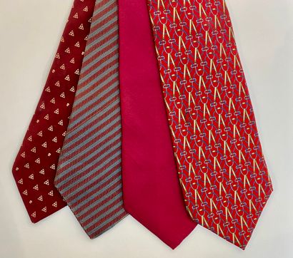 null Set of ties, four pieces (including Hermès and Gucci).