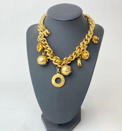 CELINE - PARIS Necklace with golden metal charms, with original box, l. 43 cm.