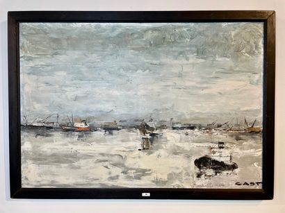 CAST, VAN CASTELEYN Mia dite (1932-) "Marine", XXth, oil on canvas, signed lower...