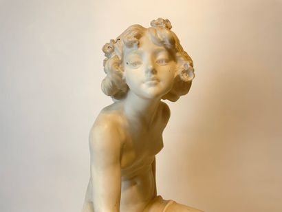 GALILIO "Nymph", circa 1900, very beautiful marble sculpture, signed on the side,...