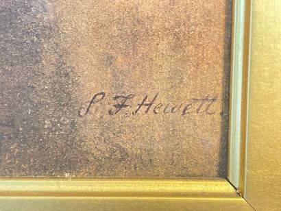 HEWETT S. F. "Jeune Fille au plateau", fin XIXe, aquarelle sur papier, signée en...