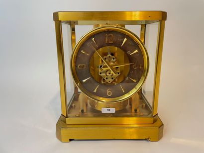 JAEGER-LECOULTRE Atmos Cage Clock (perpetual motion), 20th, gilt brass with ring...
