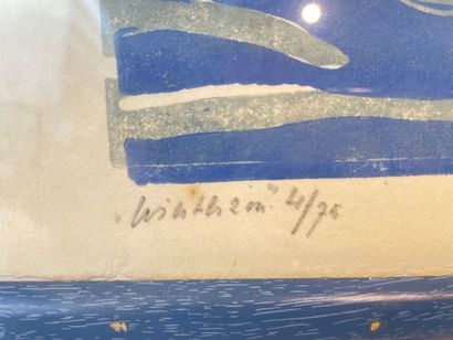BIERUMA-OOSTING Jeanne (1898-1995) "Winterzon", XXth, polychrome xylogravure, signed...
