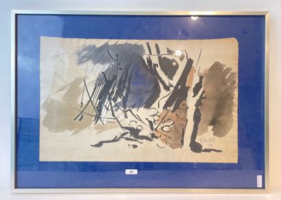 MELS René (1909-1977) "Composition abstraite", [19]73, encre et aquarelle sur papier,...