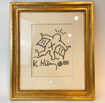 HARING KEITH (1958-1990) "Superhero X", [19]88, felt pen on paper, signed and dated...
