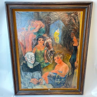PAERELS Willem (1878-1962) "Coulisses du cirque", XXe, huile sur toile, signée en...