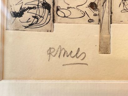 MELS René (1909-1977) "Compositions abstraites", XXe, bel ensemble de cinq petites...