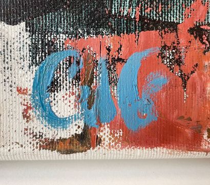 DE GHELLINCK Chantal "Abstract composition", XXIst, oil on linen canvas, monogrammed...