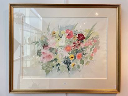 PATOUT M. "Bouquet", XX-XXIth, watercolor on paper, signed lower right, 47,5x65,5...