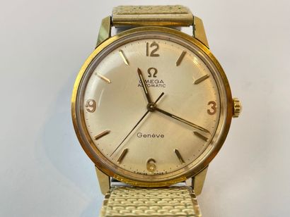 Omega - Genève Men's Seamaster wristwatch in gold-plated steel, Fixo-Flex bracelet,...