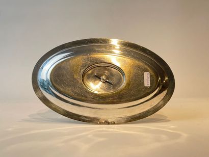 CHRISTOFLE - Paris Sauce boat on its frame, XXth, silver plated metal, punches, l....