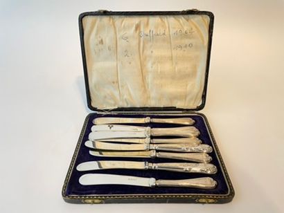 SHEFFIELD Suite of six butter knives, early 20th century, silver, hallmarks, with...