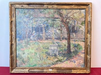 LUDWIG Louis (1856-1925) "Jardin d'artiste (Laren)", début XXe, huile sur toile,...