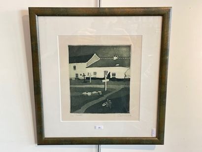 COCQ Suzanne (1894-1979) "Cemetery", XXth, aquatint, signed lower right, titled and...