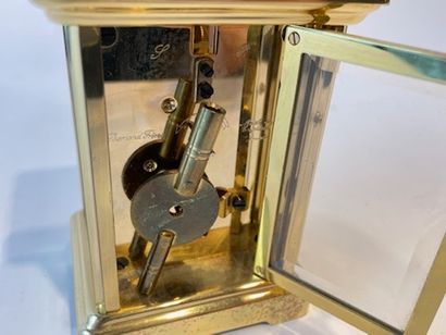 BORNAND FRÈRES - BICESTER Officer's clock, 20th, gilt metal and beveled glass, mark...