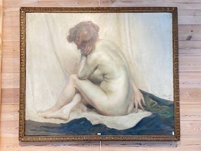 REGNART Victor (1886-1964) "Nude sitting", 1909, oil on canvas, signed and dated...