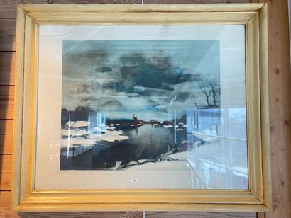 SAVERYS Albert (1886-1964) "The Lys in Winter", 20th, polychrome lithograph, justified...