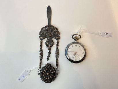 null Two pocket watches (one of which is a lady's watch with its chatelaine) [we...