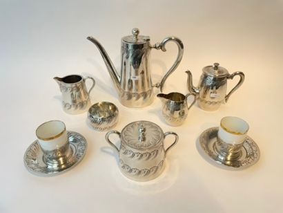 null Two Rocaille style tea sets, 20th century, silver plated, marks and/or hallmarks,...