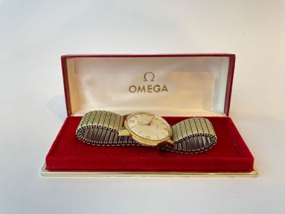 Omega - Genève Men's Seamaster wristwatch in gold-plated steel, Fixo-Flex bracelet,...