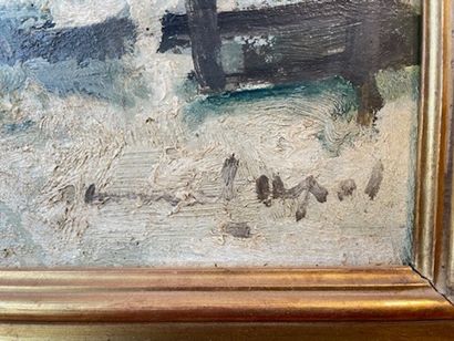 APOL Armand (1879-1950) "Paysage hivernal", début XXe, huile sur panneau, signée...