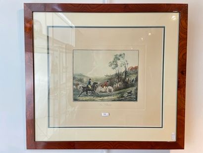 VERNET Carle (1758-1836) [d'après] "The Hunt" and "The Hallali", pair of polychrome...
