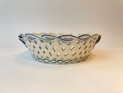 ATTERT Basket and its display stand in the style of basketry with twig decoration...