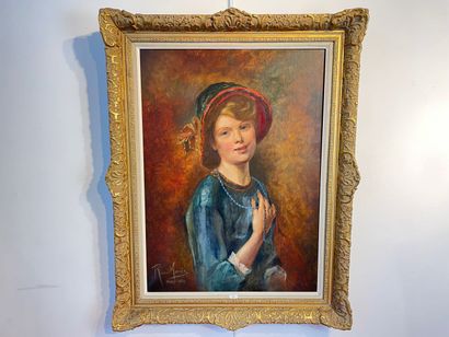MARIE René "La Môme de Paris", 1910, huile sur toile, signée, située et datée en...