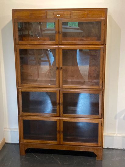 Minty - Oxford Art Deco modular bookcase opening with eight glass doors, 20th century,...