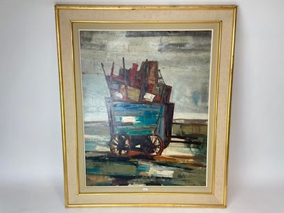 MARZÉ Émile (1930-2009) "Chariot", XXe, huile sur toile, signée en bas à droite,...