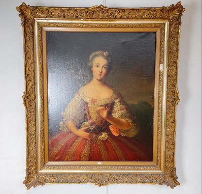NATTIER Jean-Marc (1685-1766) [d'après] "Madame Louise de France", XIXth, oil on...